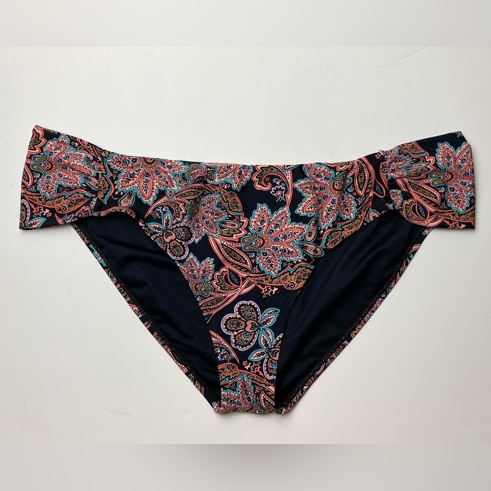 Time and Tru | Floral Paisley Hip Cut Bikini Bottoms Plus 2X